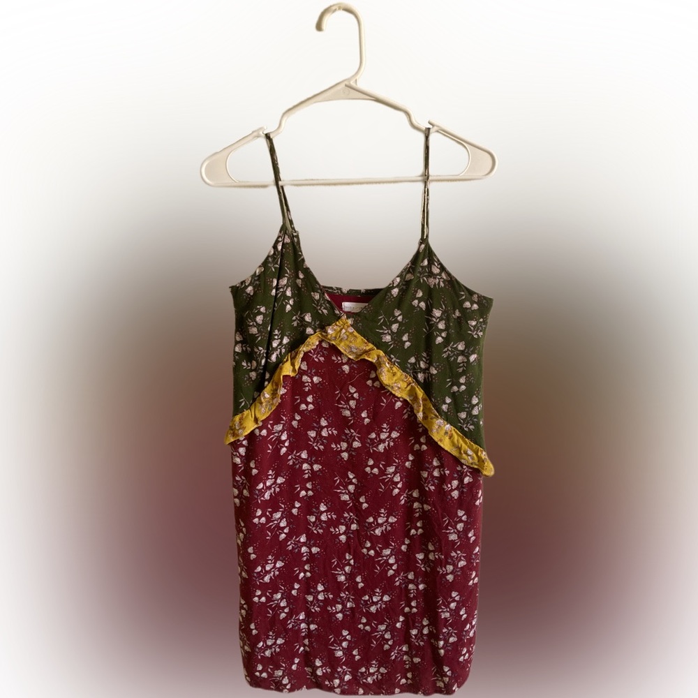 Coco + Jaimeson Into The Woods Ruffled Floral Color Block Dress